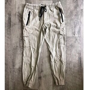 Free Planet Kids Boys Khaki Tan Cargo Jogger Pants Size Medium Stretch Twill